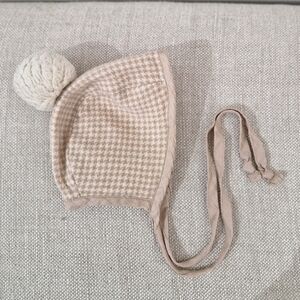 Stylish Beige Houndstooth Kids Bonnet